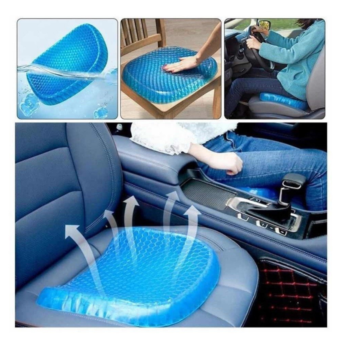 Asiento Cojin Gel Ortopedico Transpirable Para Auto Oficina Casa